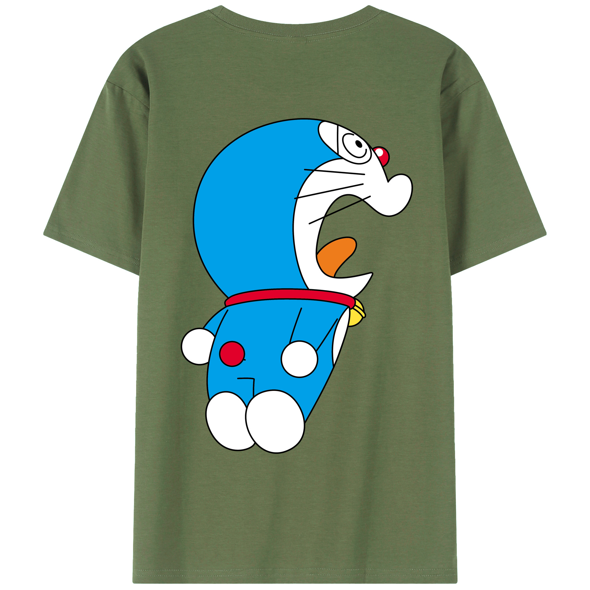 （画像用） ドラえもん Doraemon 綿100％ メンズ半袖Tシャツ（バックプリント） 通気性